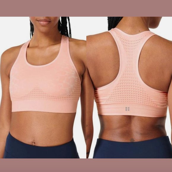 NEW Sweaty‎ Betty [ Medium ] Leopard Jacquard Stamina Sports Bra in Pink #5859 - Picture 1 of 11